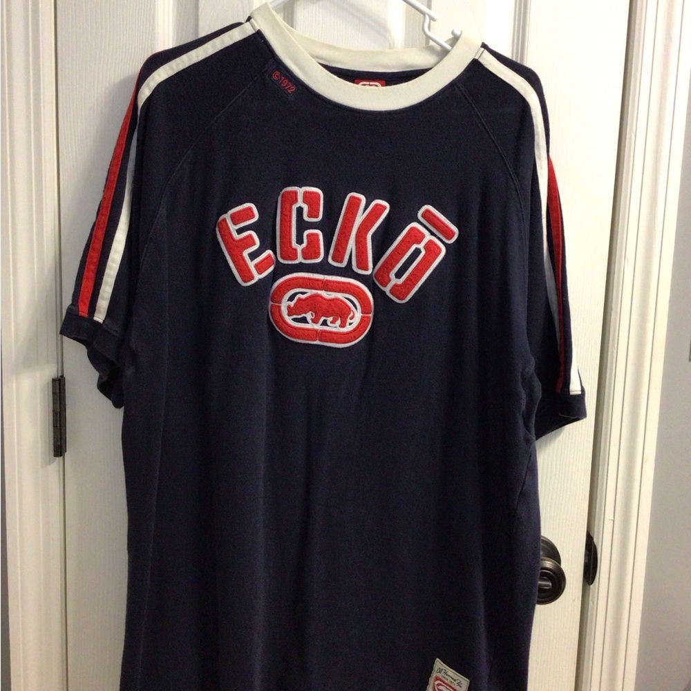 Ecko Navy T-Shirt with Red and White Accents